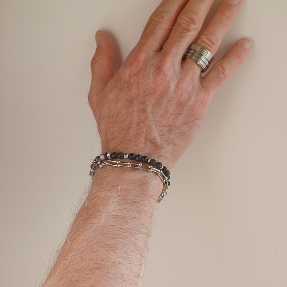 New Men's Stainless Steel Silver Chunky Trendy U Link  Bracelet - Picture 5 of 5